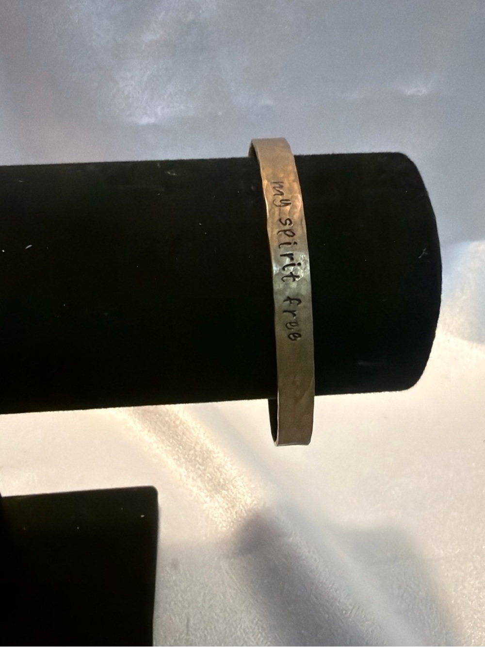 Source Unknown Gold Tone Hand-Stamped Hammered Cuff Bracelet